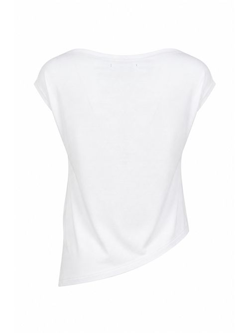 Top in ice cotton con scollo a barca Bianco Alpha Studio | AD-6452C2000